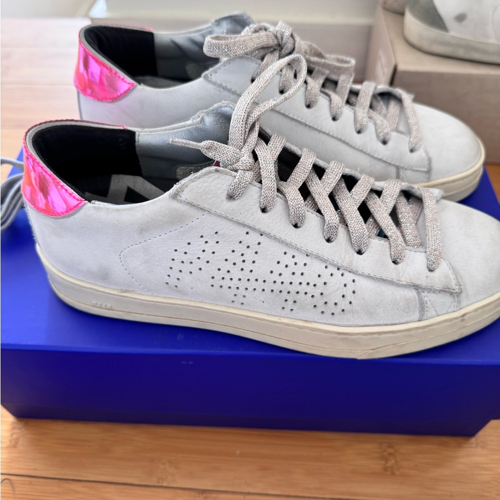 P448 Gray and Pink Sneakers with Vintage Aesthetic